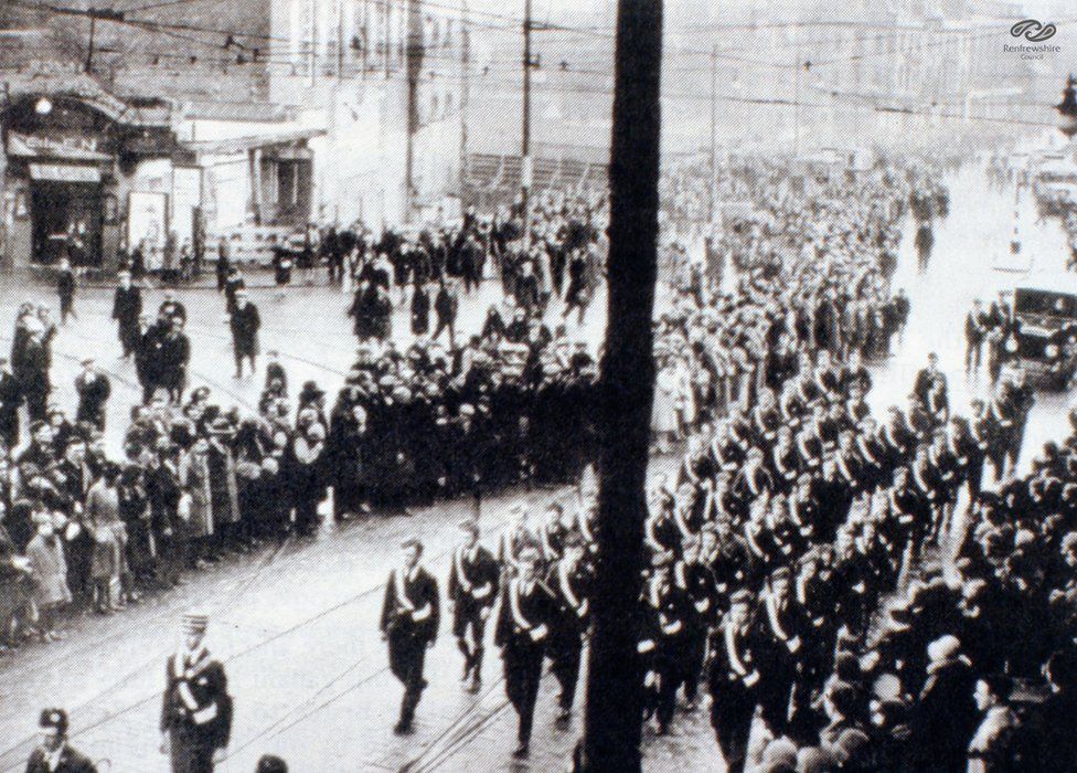 Boys Brigade march past picture house at funeral.jpg