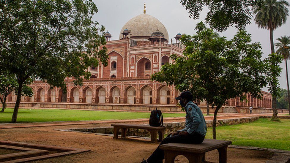 A view of Humayun's Tomb at Nizamuddin on a clear day, on November 22, 2020 in New Delhi, India.