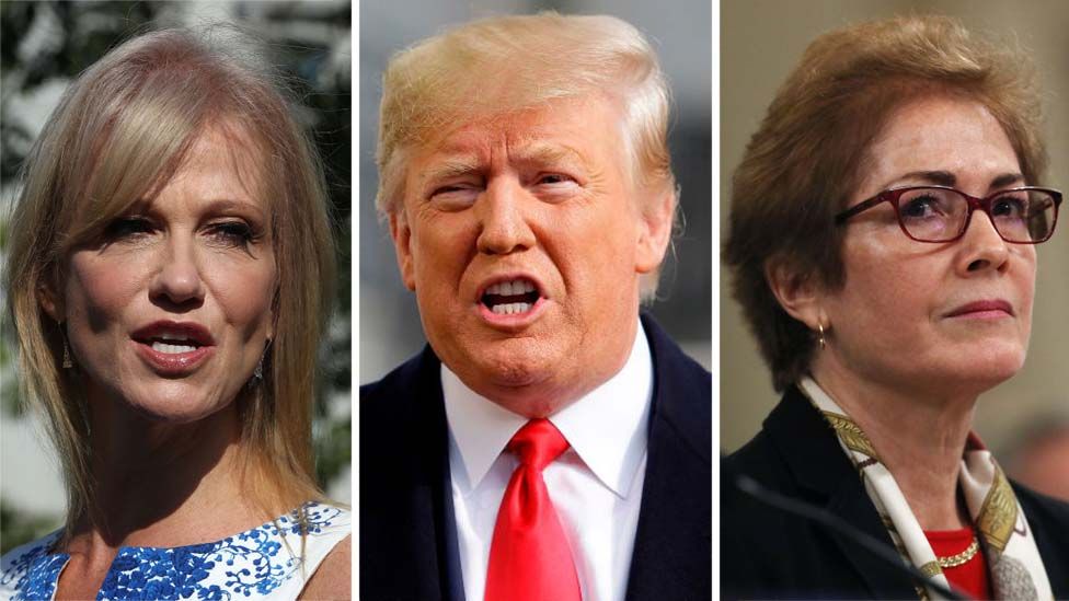 Composite image of Kellyanne Conway, Donald Trump, Marie Yovanovitch