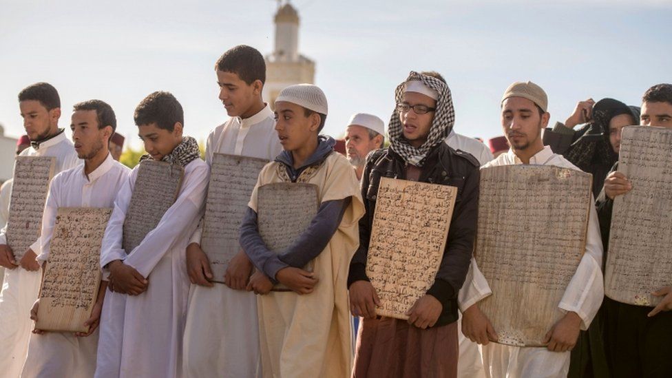 Moroccan youths gather to pray for rain near capital of Rabat