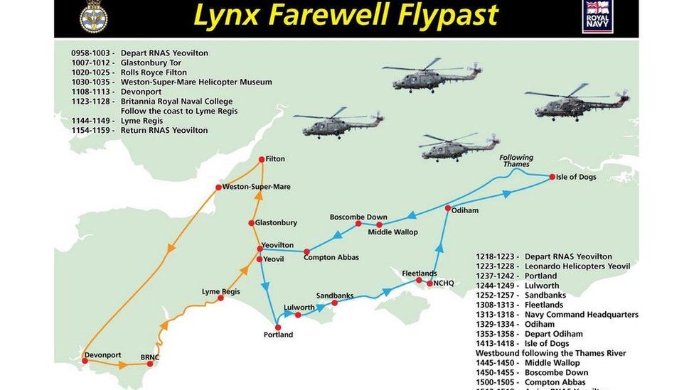 Flypast times for Lynx tribute