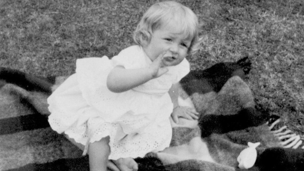 Diana at Park House, Sandringham, on her first birthday.