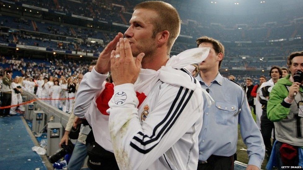 David Beckham in his final match for Real Madrid in 2007