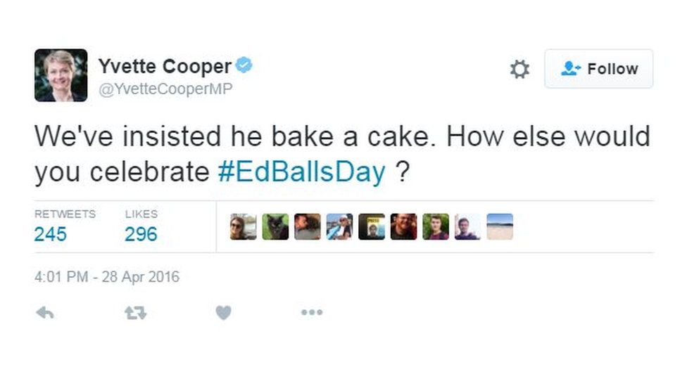 We've insisted he bake a cake. How else would you celebrate #EdBallsday?