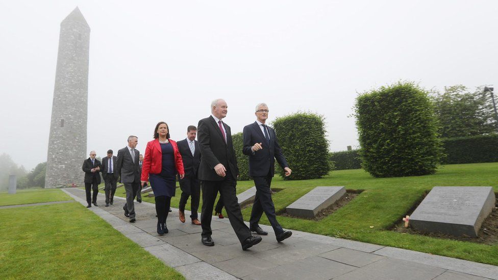 Martin McGuinness with at the Island of Ireland Peace Park in Messines