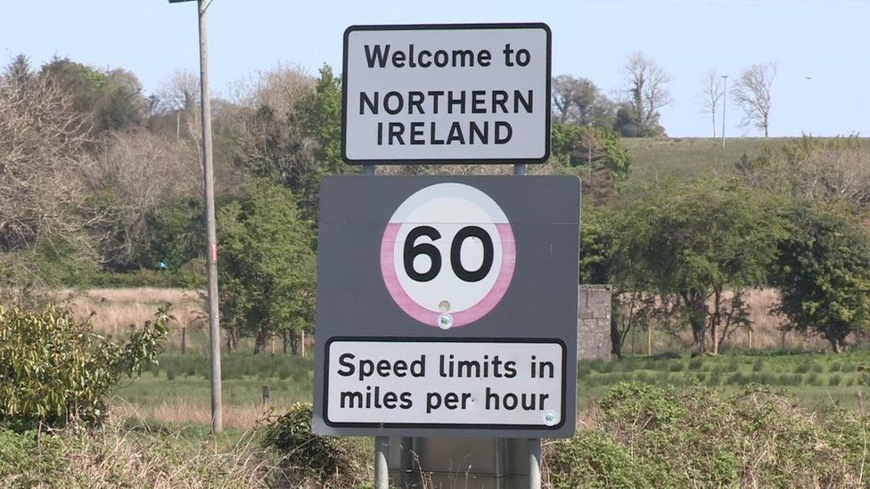 Irish border road sign