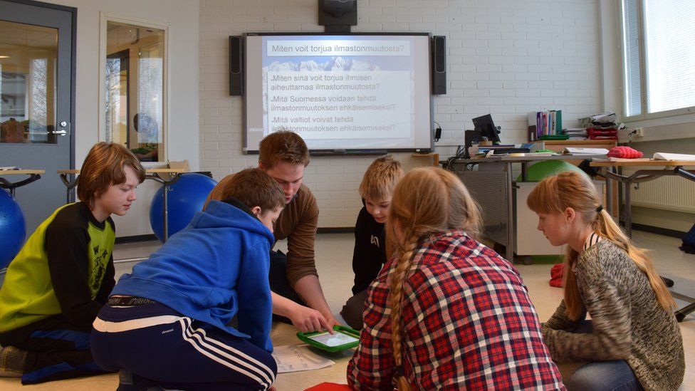 Children learning at Hauho Comprehensive School, Finland