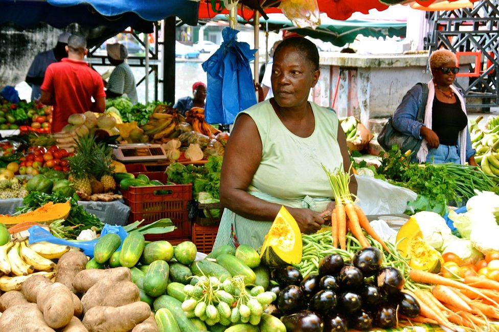 Fruit and veg market in Guadeloupe, 8 Apr 2012 file pic