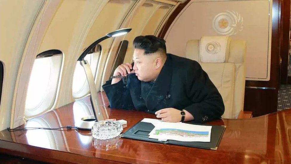 Kim Jong-un inspects Pyongyang from the air in 2015