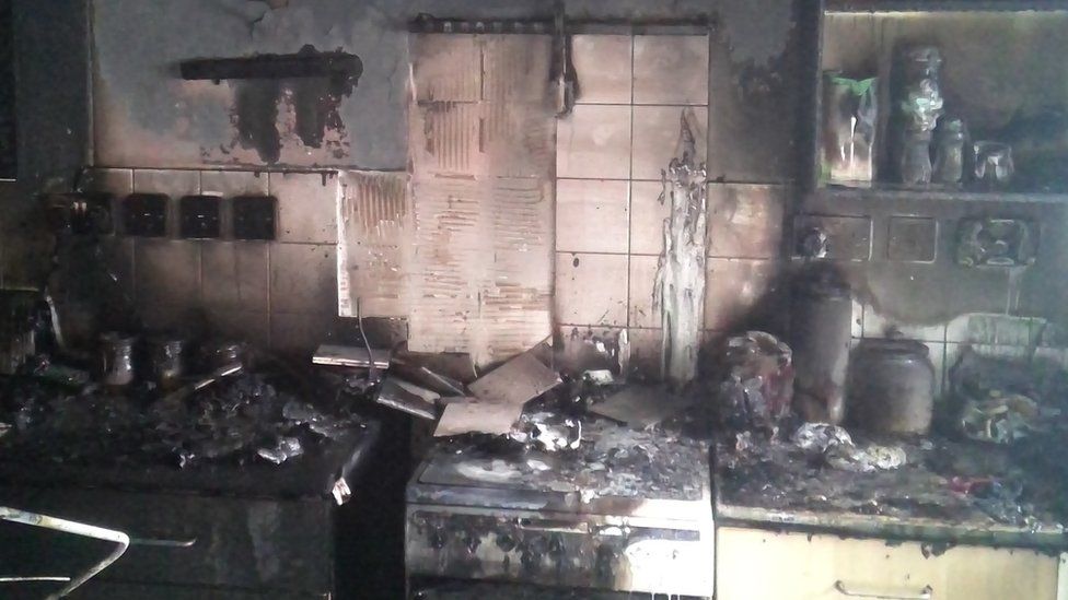 Kitchen fire in Laindon, Essex