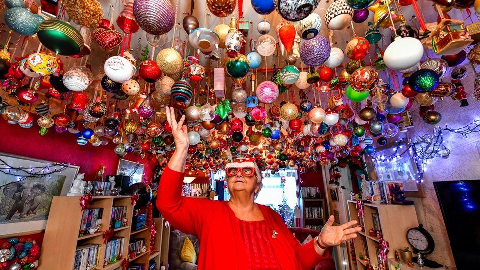 Sylvia Pope admiring her baubles