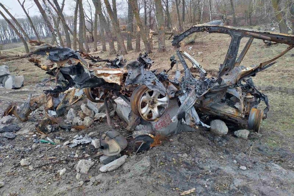 The Kovalenko family's burned out car
