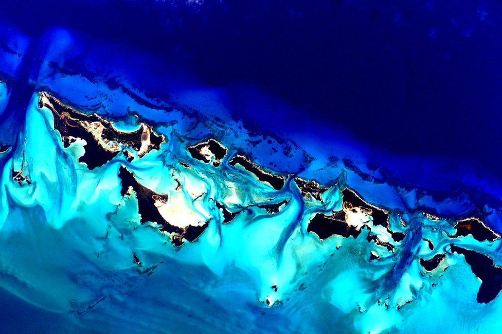 JAN 19 - #EarthArt The depths of #Bahamas blues. #YearInSpace
