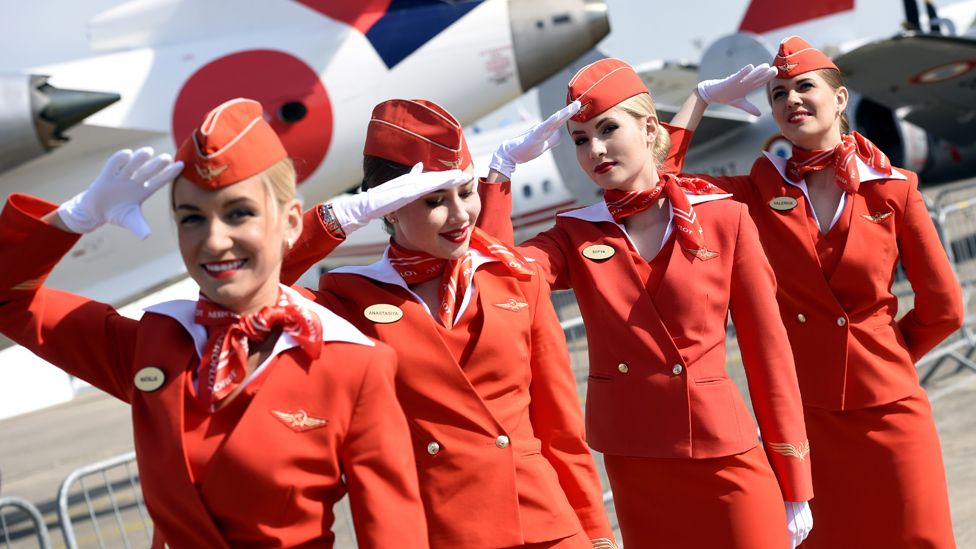 Aeroflot stewardesses in Paris, 16 Jun 15