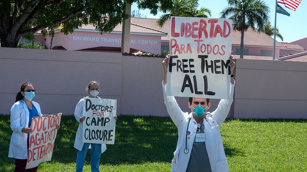 A protest for ICE detainees outside the Broward Transitional Center in Florida