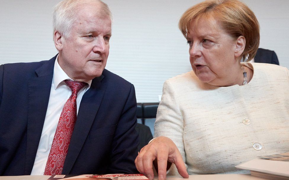 Horst Seehofer with German Chancellor Angela Merkel, 12 Jun 18