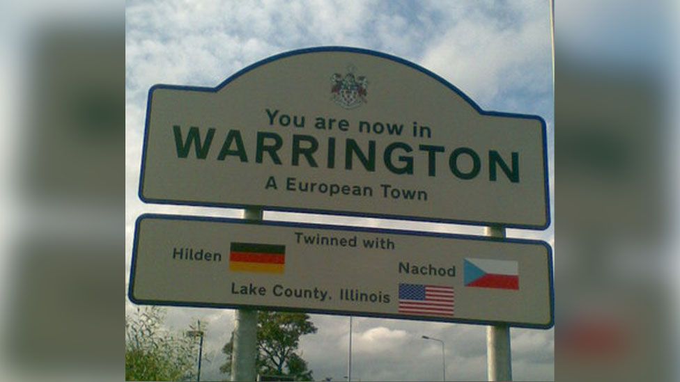 Warrington road sign