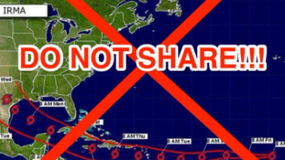 Graphic warning people not to share misinformation regarding Hurricane Irma