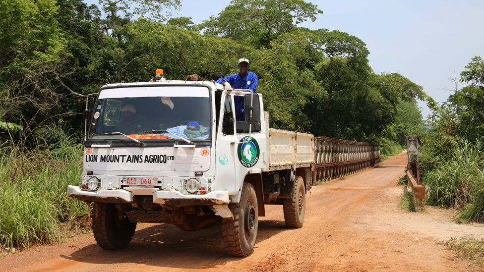 Truck driving to buy rice