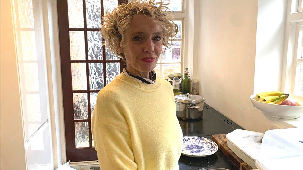 Lucy Stevens at home in her kitchen