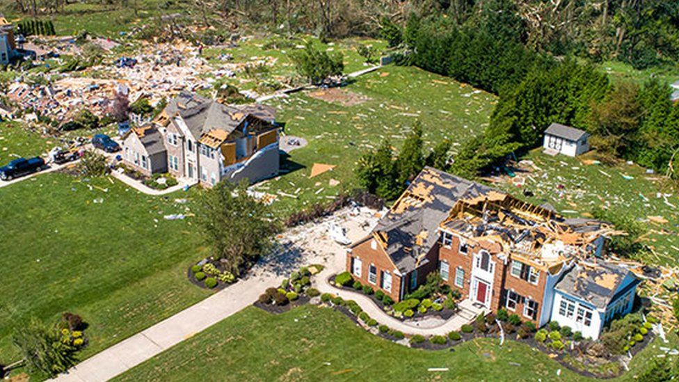 Mullica Hill in New Jersey, hit by a tornado