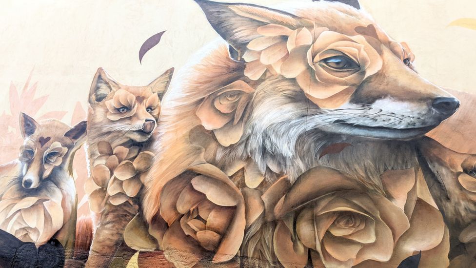 Painting of foxes