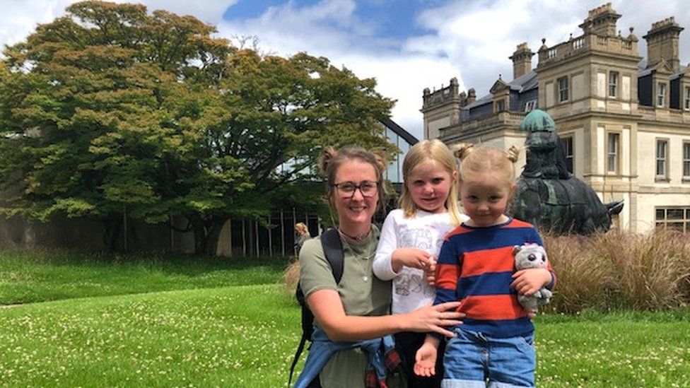 Hayley Graham visiting Duffryn Gardens with daughter Annabel and friend Isobel
