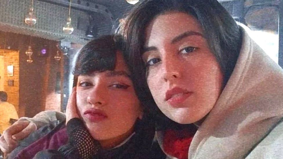 Undated photo showing Nika Shakarami (L), who was killed during protests in Iran in September 2022, and her sister Aida Shakarami (R)