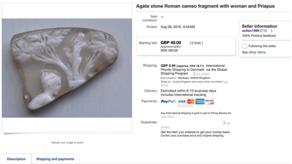 An Agate Stone Romen cameo, found to be up for sale on Ebay