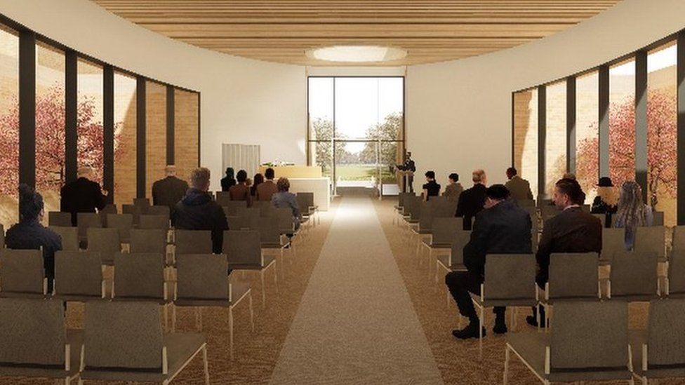 Artists impression of what the inside of a new crematorium will look like