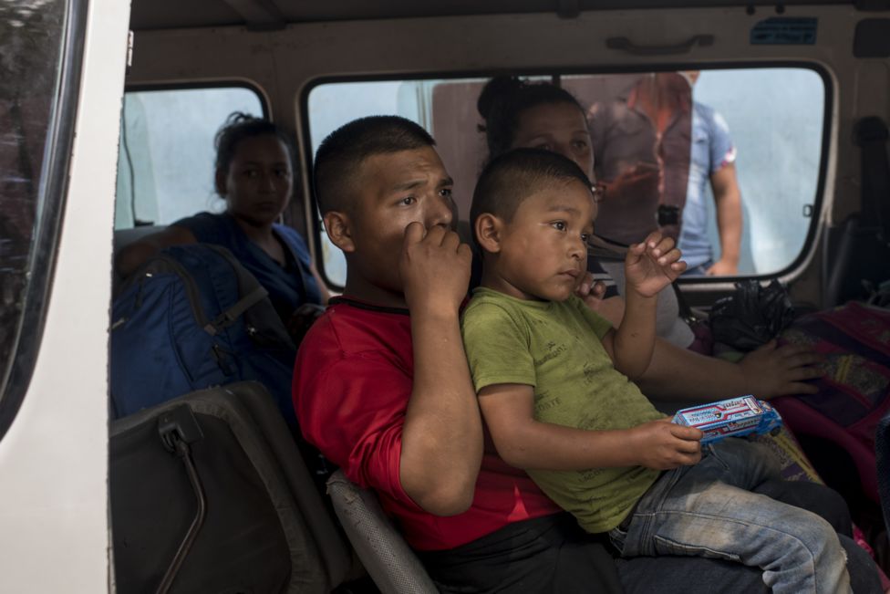 Migrants who have crossed into Mexico