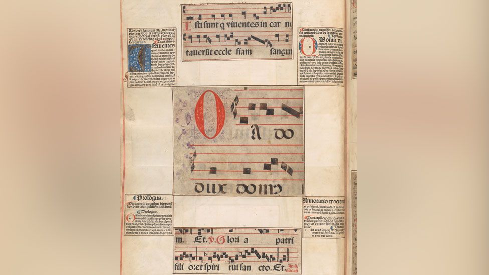 Medieval script fragments from Samuel Pepys book