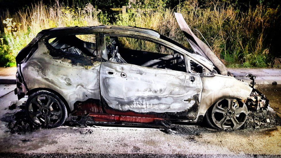 George Roberts' car after the fire