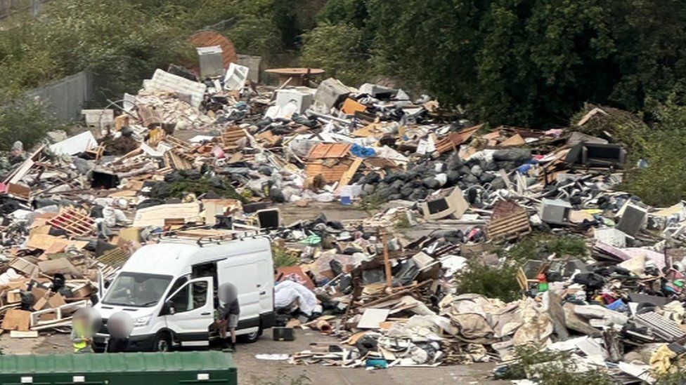 People were spotted depositing rubbish from vans onto the plot