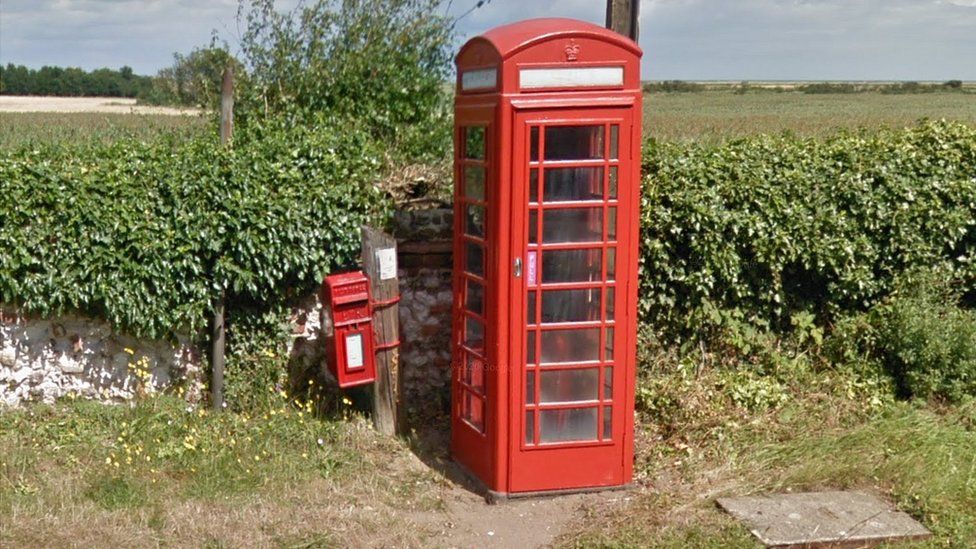 Post box and phone box at Thornham, Norfolk