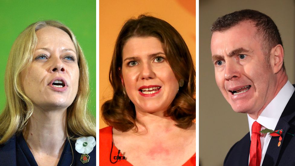 Greens' co-leader Sian Berry, Lib Dems' Jo Swinson and Plaid's Adam Price
