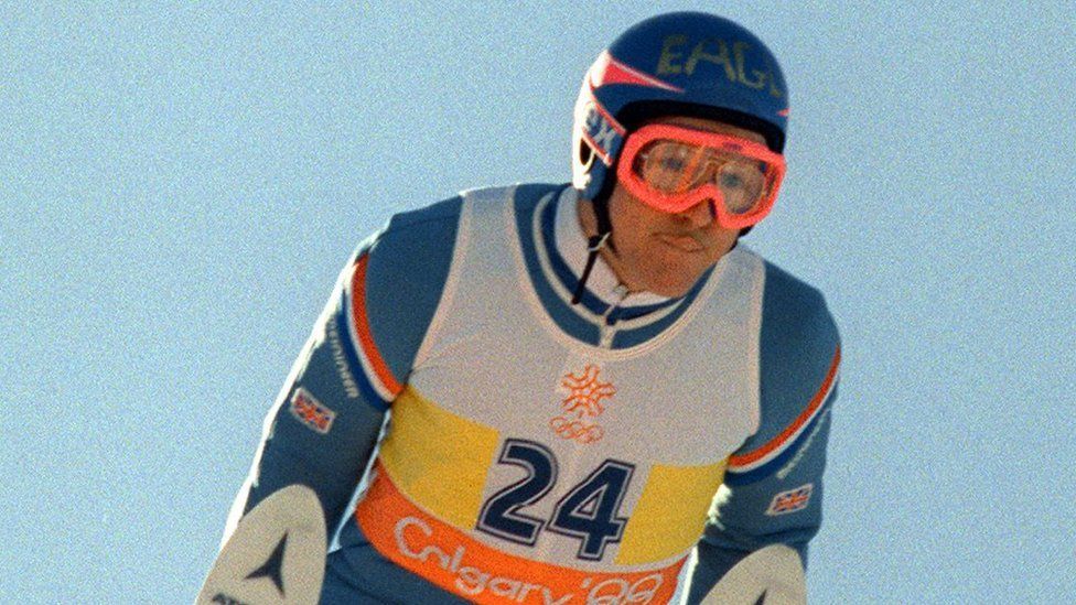 Eddie the Eagle's Olympic jump recreated in giant ice sculpture - 