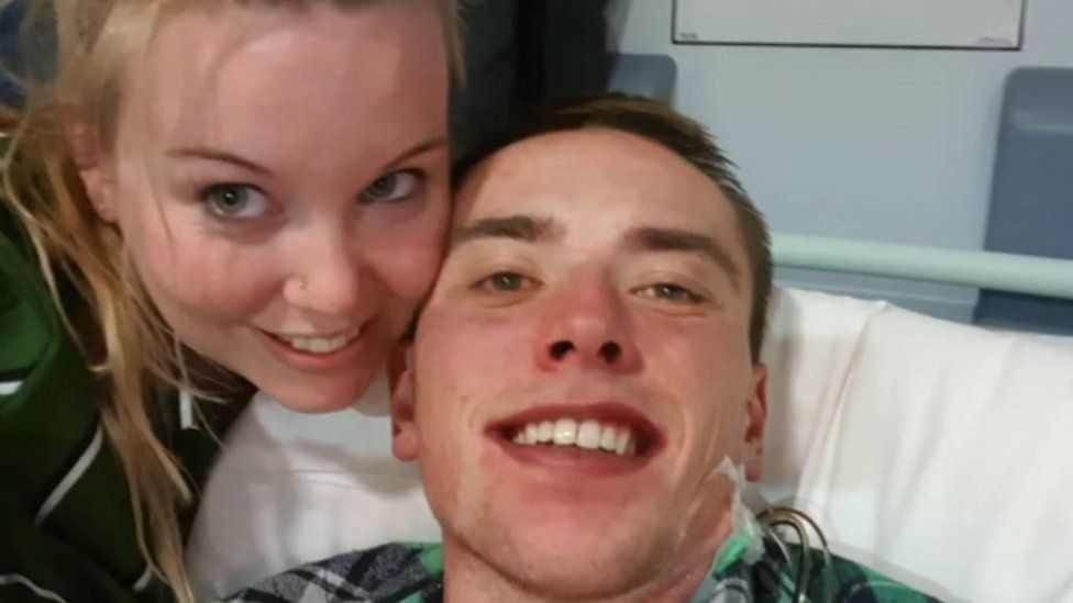 Aaron Green (right) and his fiancé Julie Payne (left)