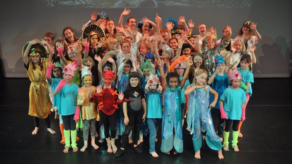 A large group of performers on the stage at Best Theatre Arts in St Albans