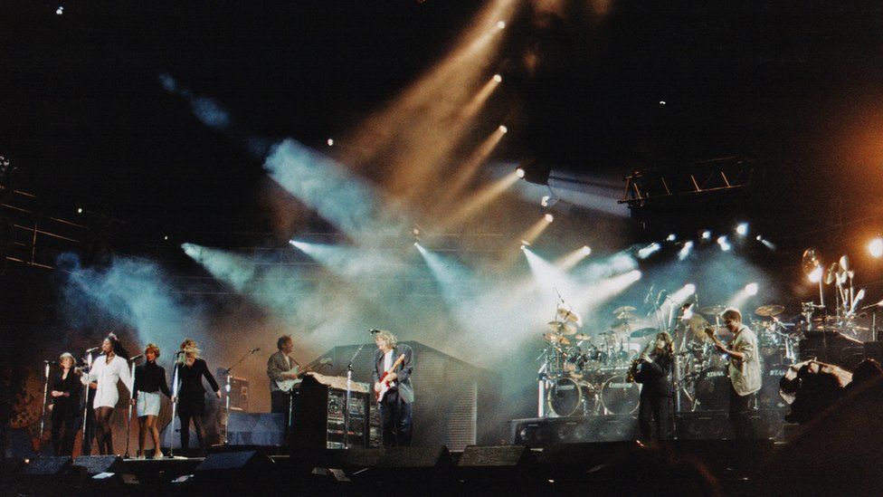 Pink Floyd performing at Knebworth