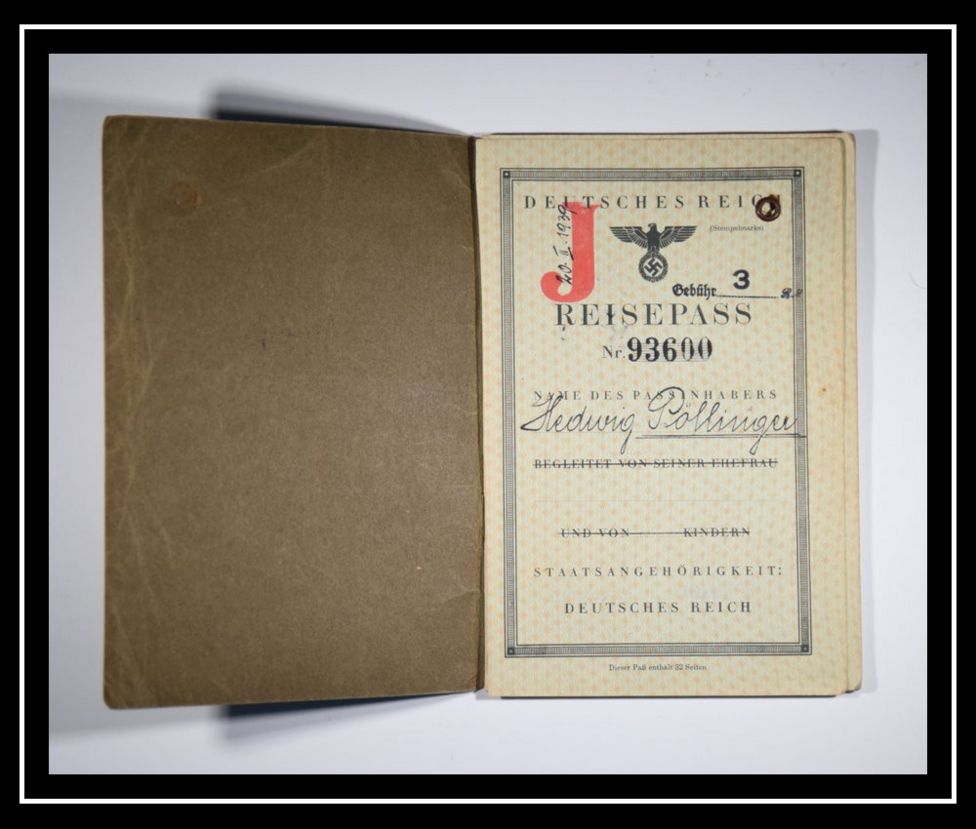 El pasaporte de Hedwig con la distintiva "J" que indicaba que era judía.