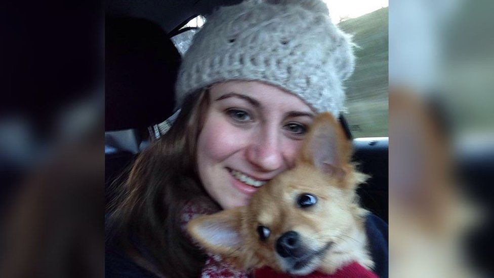 Becca with the family dog Poppy, who survived the crash