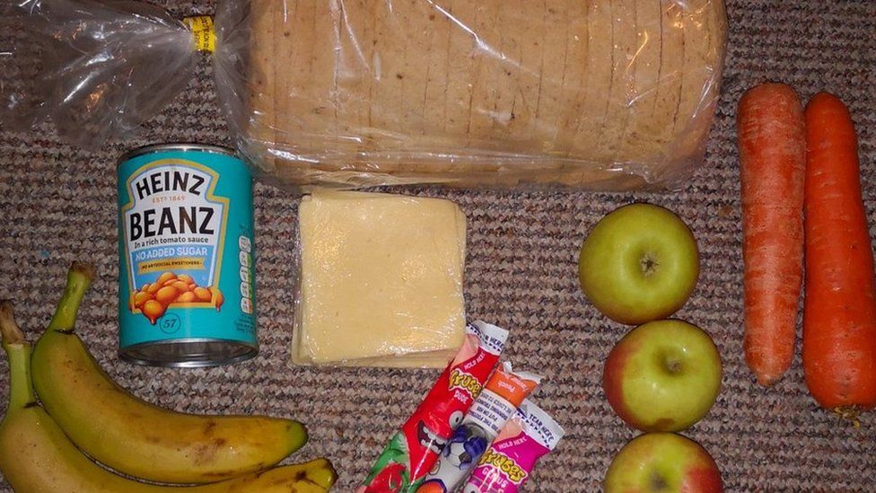 A food parcel received by Twitter user Roadside Mum