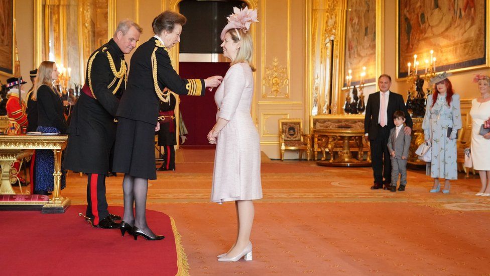 Andrea Jenkyns MP receives her damehood from Princess Anne at Windsor Castle