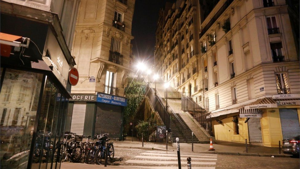 Paris streets shown empty during the curfew
