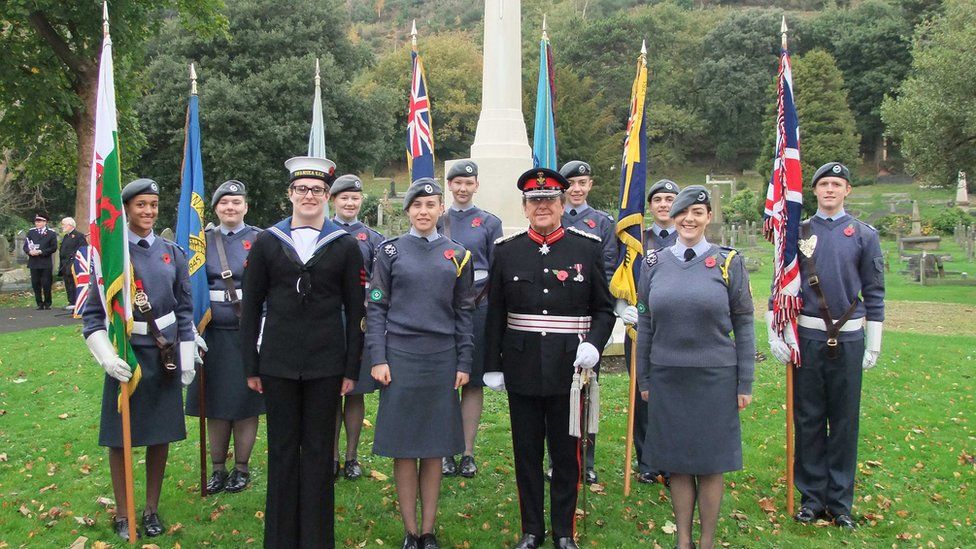 215 (Swansea) Squadron taking part in a Remembrance service