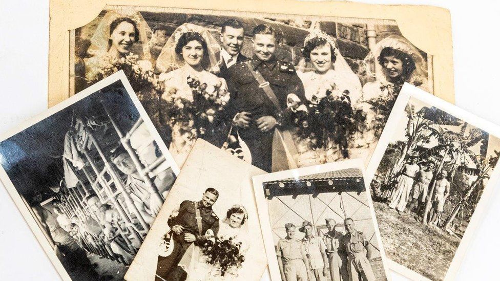 Family photos of wedding and war of owner's grandfather