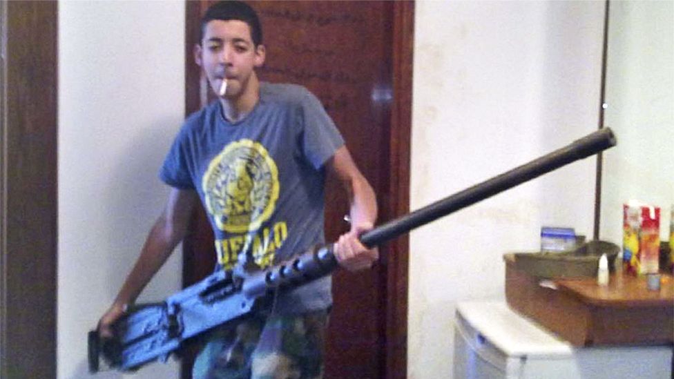 Salman Abedi with weapon in Libya