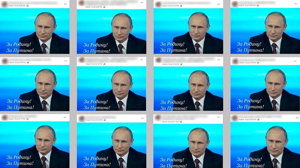 12 screenshots of the same photograph of Putin that were posted by the same user