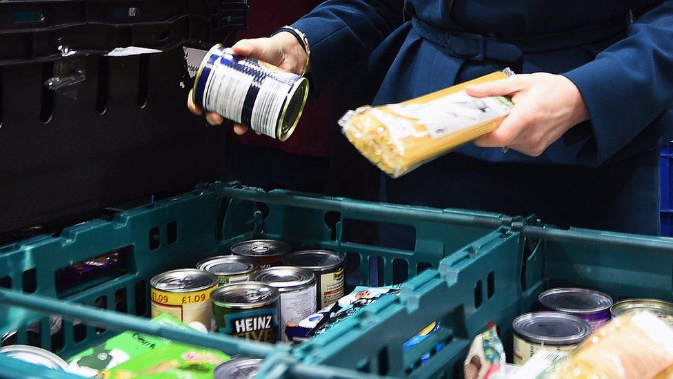 File image of goods at a food bank